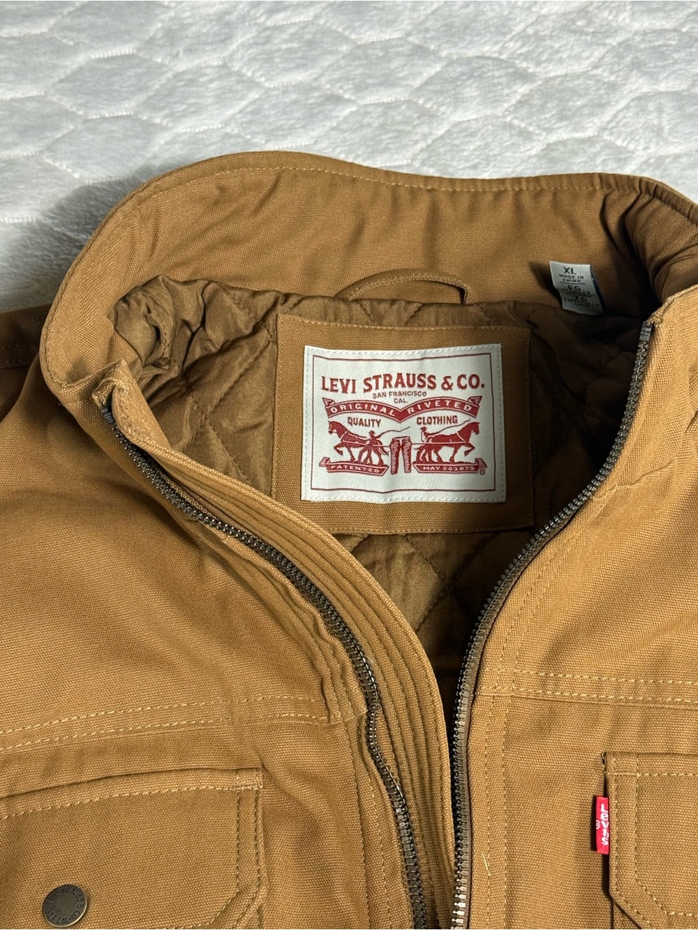 Levi’s Duck Canvas Quilted Work Jacket Men’s XL Brown Full Zip Insulated NWT - Picture 9 of 11